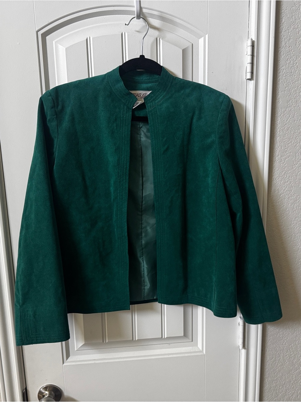 Forest Green Suede Open-Front Jacket vintage 80s ultrasuede